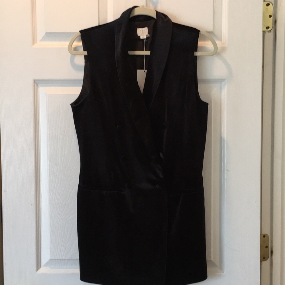 Double breasted velvet vest